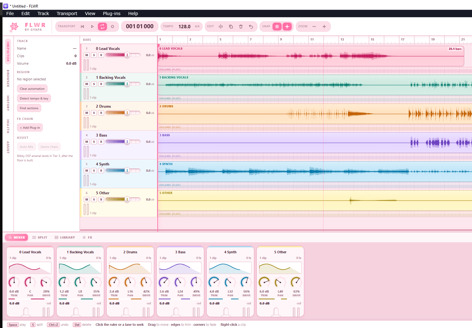 FLWR in the Sorbet skin: pale pink panels with a hot pink accent